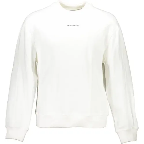 Weiße Baumwollpullover mit Logo-Print , Herren, Größe: XL - Calvin Klein - Modalova