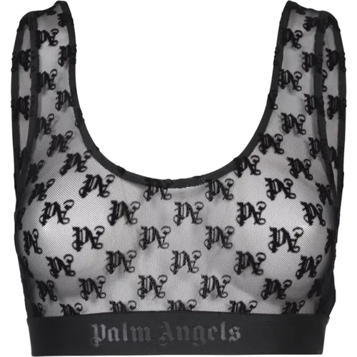 Schwarzer Spitzen-BH Topwear , Damen, Größe: M - Palm Angels - Modalova