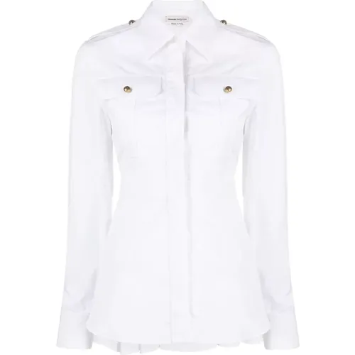 Box-Pleat Cotton Shirt , female, Sizes: S, L, M - alexander mcqueen - Modalova