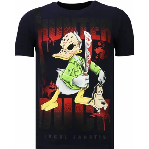Hunter Duck Rhinestone - Herren T-Shirt - 13-6225N , Herren, Größe: L - Local Fanatic - Modalova