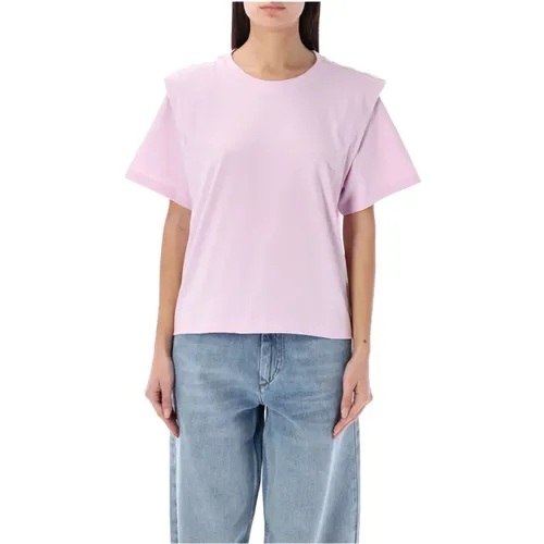 Hellrosa T-Shirt mit gepolsterten Schultern , Damen, Größe: M - Isabel Marant Étoile - Modalova