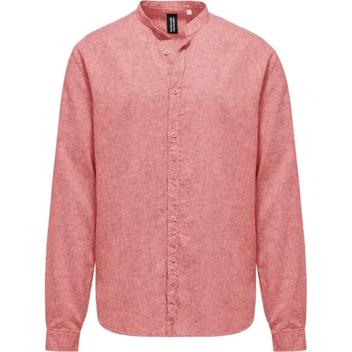 Linen/Cotton Mandarin Collar Shirt , male, Sizes: 3XL, S, 2XL, L, XL - BomBoogie - Modalova