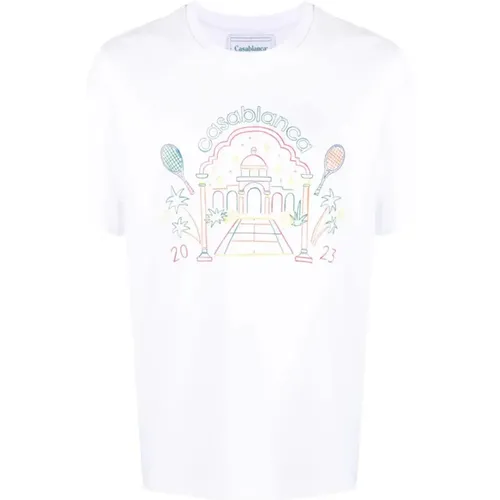 Rainbow Crayon Temple Printed T-Shirt in White , male, Sizes: 2XL, XL - Casablanca - Modalova