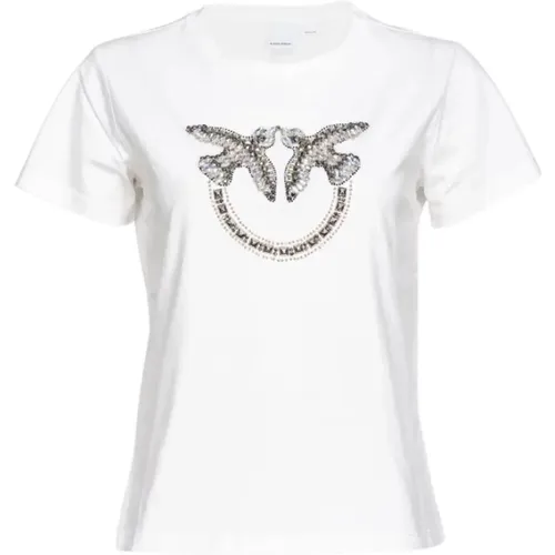 T-Shirt mit Love Birds Stickerei - pinko - Modalova