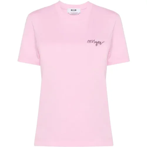 Rosa Tee Shirt für Frauen , Damen, Größe: 2XS - MSGM - Modalova