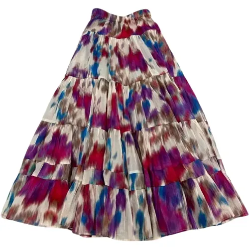 Stylish Rock Skirt with Ruffles and Smock Embroidery , female, Sizes: L - Isabel Marant Étoile - Modalova