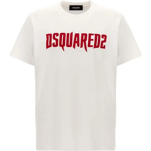 Logo Print Cotton T-Shirt , male, Sizes: S, XL, M - Dsquared2 - Modalova