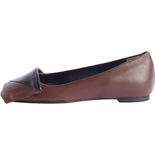 Flat Shoes Leather Material , female, Sizes: 5 UK, 4 UK, 7 1/2 UK - L'arianna - Modalova