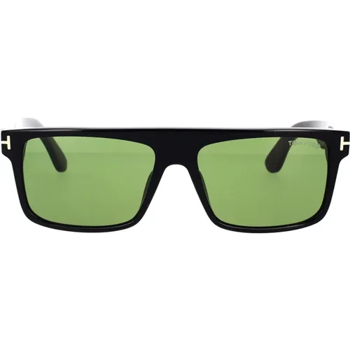 Klische Rechteckige Sonnenbrille Ft0999/S 01N , unisex, Größe: 58 MM - Tom Ford - Modalova
