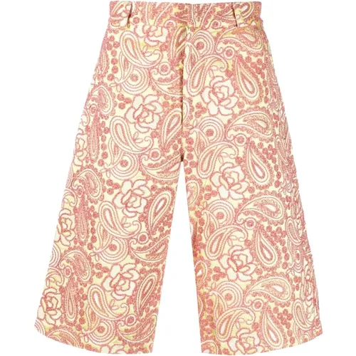 Knielange Shorts mit Blumenstickerei , Herren, Größe: S - BLUEMARBLE - Modalova