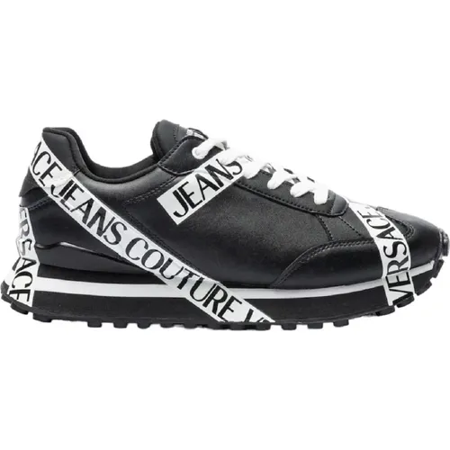 Leather Men`s Sneakers with Logo Lettering - Size 42 , male, Sizes: 10 UK - Versace Jeans Couture - Modalova