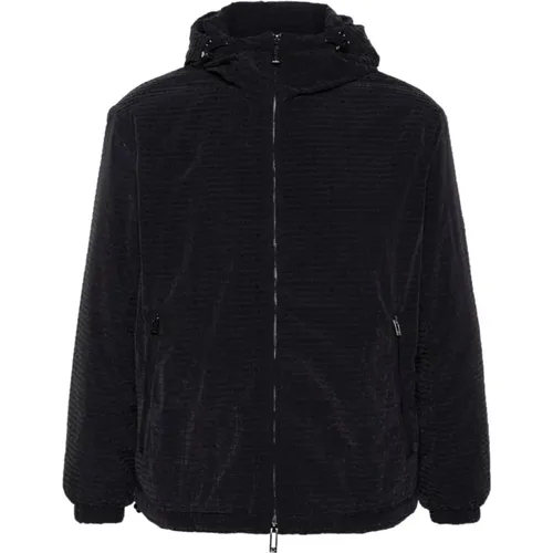 Marine Logo Blouson Jacke mit Kapuze , Herren, Größe: M - Emporio Armani - Modalova