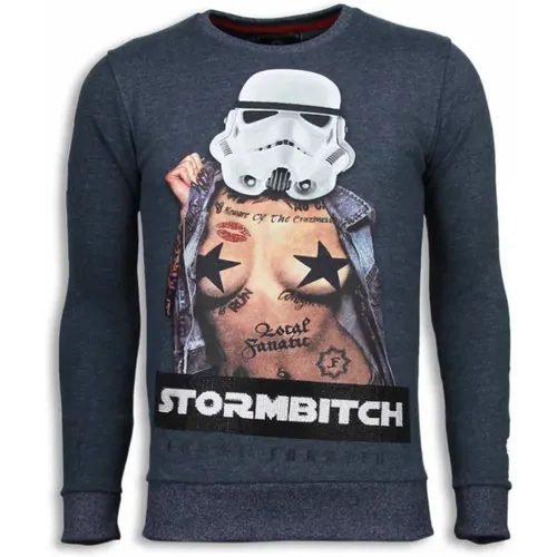 Stormbitch Rhinestone Sweater - Dicker Pullover Herren - 5911B , Herren, Größe: M - Local Fanatic - Modalova