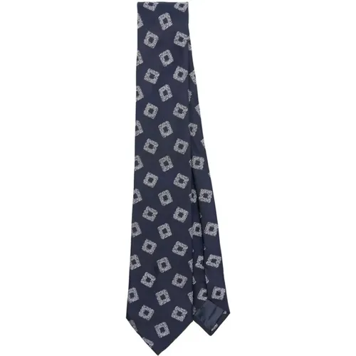Nachtblaue gewebte Jacquard-Krawatte , Herren, Größe: ONE Size - Emporio Armani - Modalova