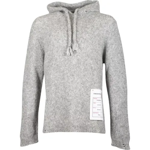 Amaránto, Grauer Kapuzenpullover Alpaka Wolle Mix , Herren, Größe: 2XL - AMARÁNTO - Modalova