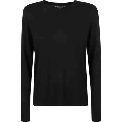 Long Sleeve Crew Neck T-shirt , female, Sizes: S - majestic filatures - Modalova