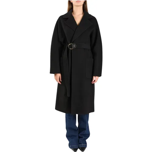 Wool coat dressing gown style , female, Sizes: S, 2XL, XL, M - Elisabetta Franchi - Modalova