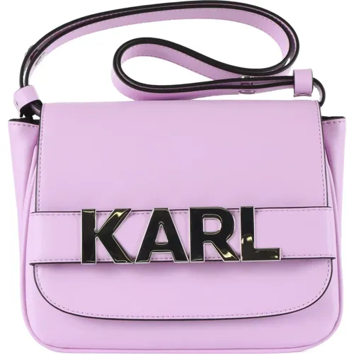 Leather Shoulder Bag with Letters Flap , female, Sizes: ONE SIZE - Karl Lagerfeld - Modalova