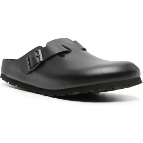 Schwarze Leder Slip-On Sandalen , Herren, Größe: 39 EU - Birkenstock - Modalova
