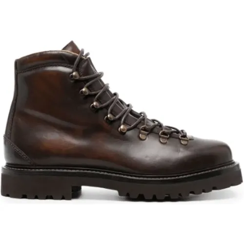 Chestnut Leather Lace-up Boots , male, Sizes: 7 1/2 UK - BRUNELLO CUCINELLI - Modalova