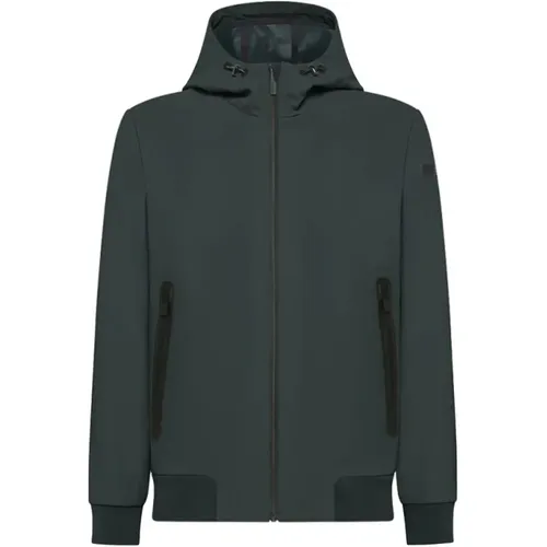 Blaue Jacke mit Reißverschluss und Elastischen Bündchen,Winter Thermo Hood Jacke - RRD - Modalova