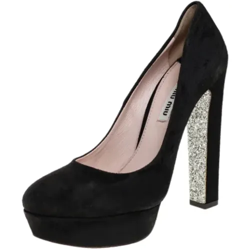 Pre-owned Suede heels , female, Sizes: 5 1/2 UK - Miu Miu Pre-owned - Modalova