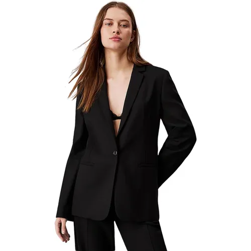 Schwarzer Wollblazer , Damen, Größe: XS - Calvin Klein - Modalova