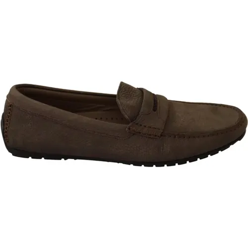 Leather Flat Slip On Mocassin Shoes , male, Sizes: 5 UK - Dolce & Gabbana - Modalova