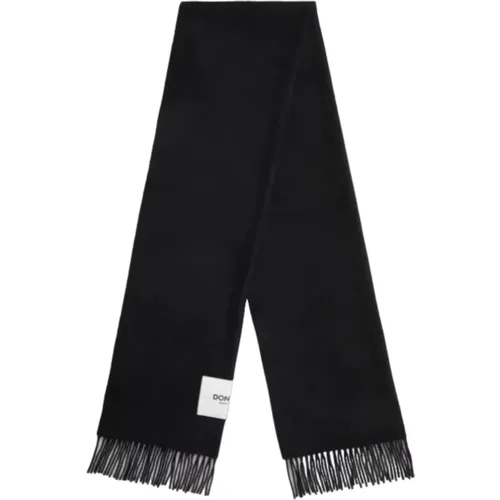Schwarzer Schal mit Fransen und Logo-Label , Damen, Größe: ONE Size - Dondup - Modalova