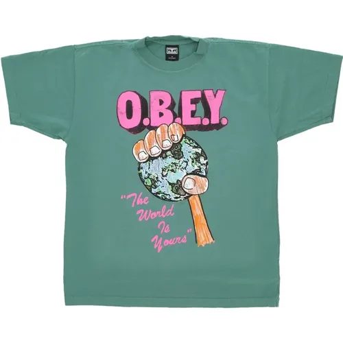 Palm Leaf Herren T-Shirt , Herren, Größe: S - Obey - Modalova