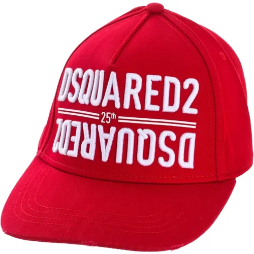 Embroidered Men's Cap with Ripped Visor , male, Sizes: ONE SIZE - Dsquared2 - Modalova