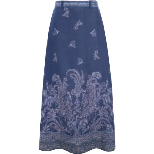 Paisley Border Linen Skirt , Damen, Größe: XL - Dea Kudibal - Modalova