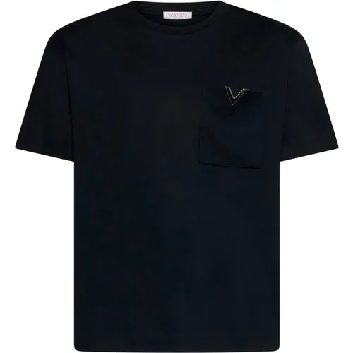 Schwarzes T-Shirt mit V-Logo , Herren, Größe: L - Valentino - Modalova