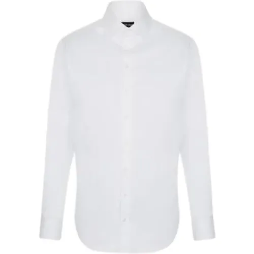 Cotton Poplin Semi-French Collar Shirt , male, Sizes: L, XL, 3XL - Emporio Armani - Modalova