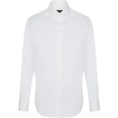 Cotton Poplin Semi-French Collar Shirt , male, Sizes: XL, 3XL - Emporio Armani - Modalova