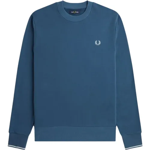 Hellblaues Logo Rundhals-Sweatshirt , Herren, Größe: L - Fred Perry - Modalova