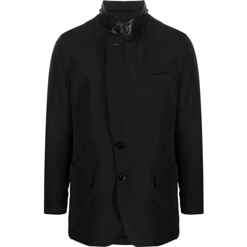 Polyester Jacket with Leather Details , male, Sizes: 2XL, M, L, XL - Tom Ford - Modalova