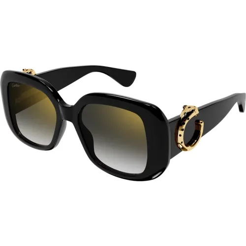 Schwarze Sonnenbrille mit Zubehör,Braun/Havanna Sonnenbrille, vielseitig und stilvoll - Cartier - Modalova
