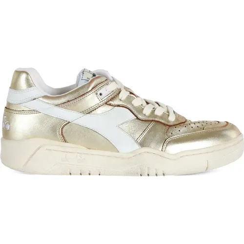 Metallic Leder Sneakers , Damen, Größe: 35 EU - Diadora - Modalova