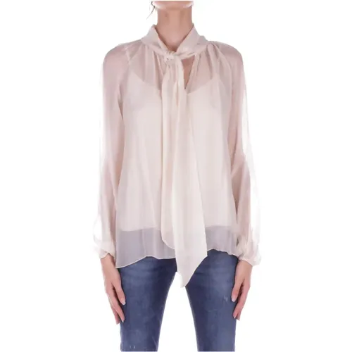 Cream Blouse with Band Detail , female, Sizes: L, S, XS, M - H2O - Modalova