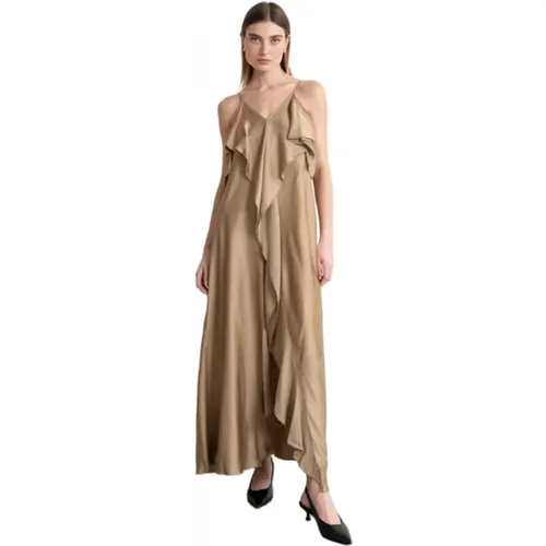 Langes Kleid mit Rouches , Damen, Größe: S - Kaos - Modalova