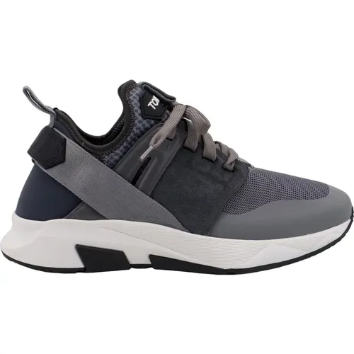 Grey Sneakers Lace-up Rubber Sole , male, Sizes: 7 UK - Tom Ford - Modalova