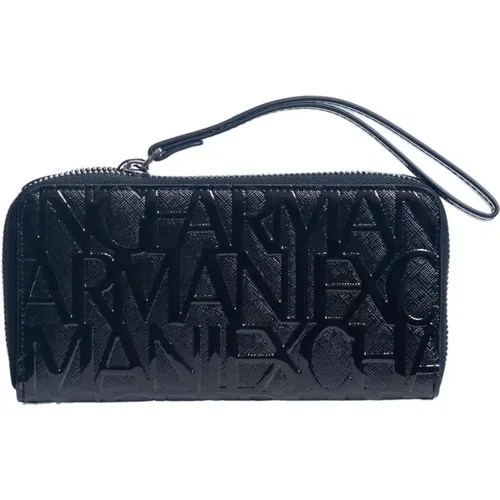 Schwarze Damenbrieftasche mit Reißverschluss , Damen, Größe: ONE Size - Armani Exchange - Modalova
