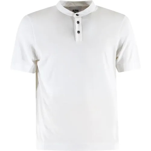 Cotton T-Shirt with Buttons , male, Sizes: XL, M, L, 2XL - Alpha Studio - Modalova