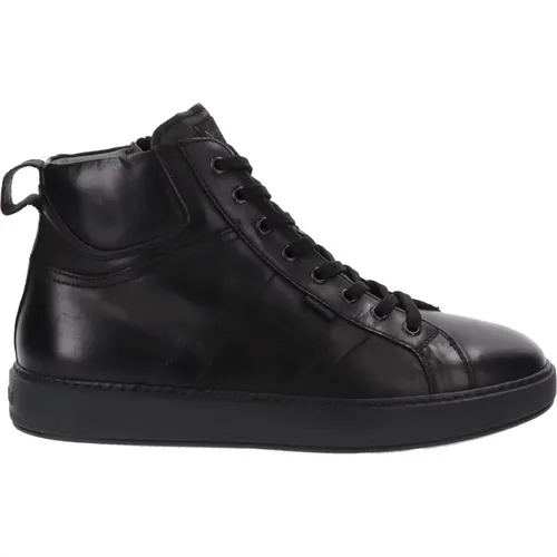Leather Men Sneakers with Lace and Zip Closure , male, Sizes: 10 UK - Nerogiardini - Modalova