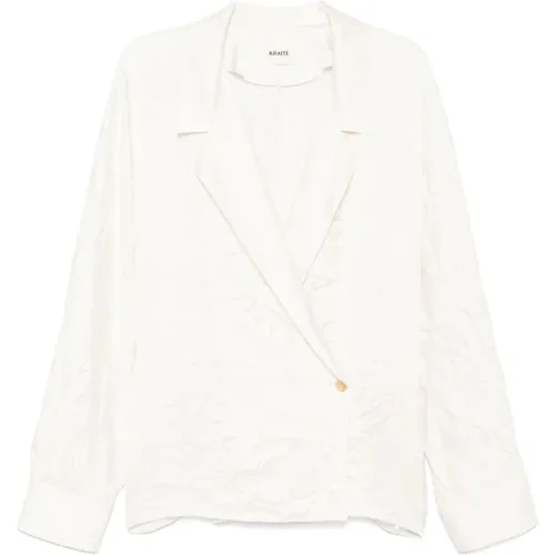 Cream Satin Shirt Garth , female, Sizes: M, S - Khaite - Modalova