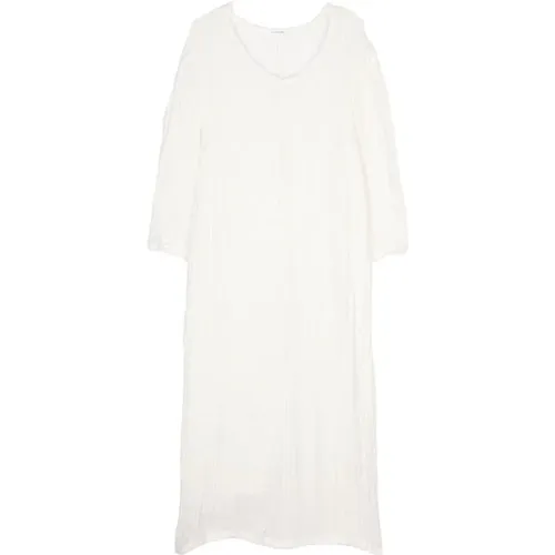 Weiße Leinenkleid mit Fransenkante , Damen, Größe: XS - By Malene Birger - Modalova