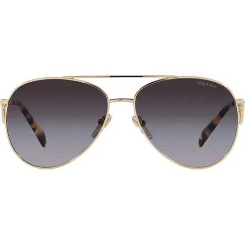 Metal Pilot Sunglasses with Double Bridge and Gradient Grey Lenses , unisex, Sizes: 58 MM - Prada - Modalova