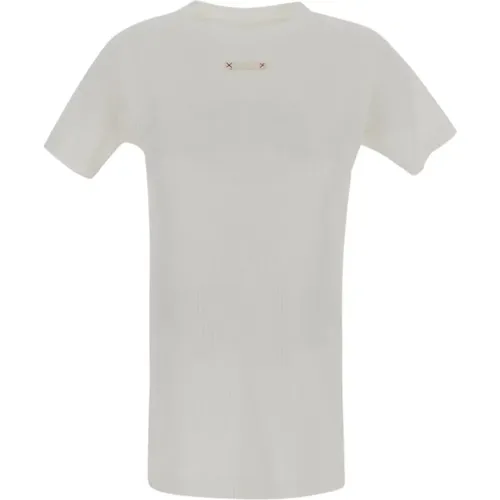 Werten Sie Ihre Garderobe mit einem klassischen weißen T-Shirt auf , Damen, Größe: M - Maison Margiela - Modalova