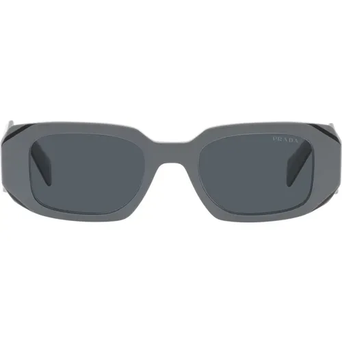 Rechteckige Sonnenbrille mit grauem Rahmen und schwarzen Kanten - Prada - Modalova